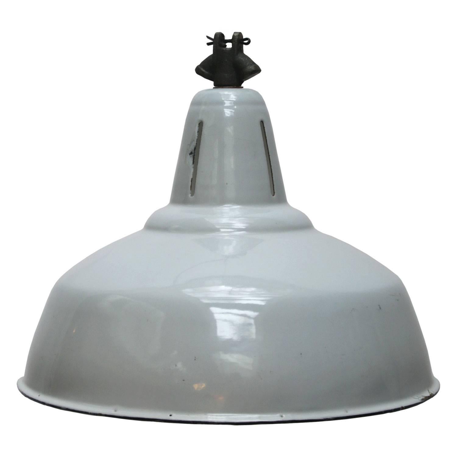 Light Gray Enamel Vintage Industrial Philips Hanging Lamp