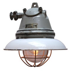 White Enamel Vintage Industrial European Hanging Lamps Pendants Clear Glass (2x) White Enamel Vintage Industrial European Hanging Lamps Pendants Clear Glass (2x)