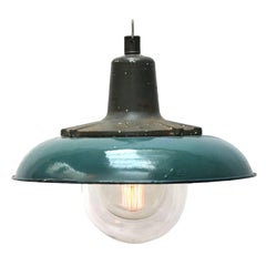 Petrol Enamel Cast Iron Vintage Industrial Pendant