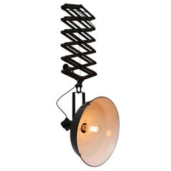 Large Black Enamel Vintage Industrial Metal Scissor Lamps