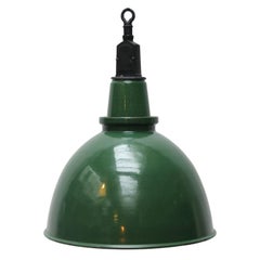 Green Enamel British Vintage Industrial Hanging Pendant Lamp