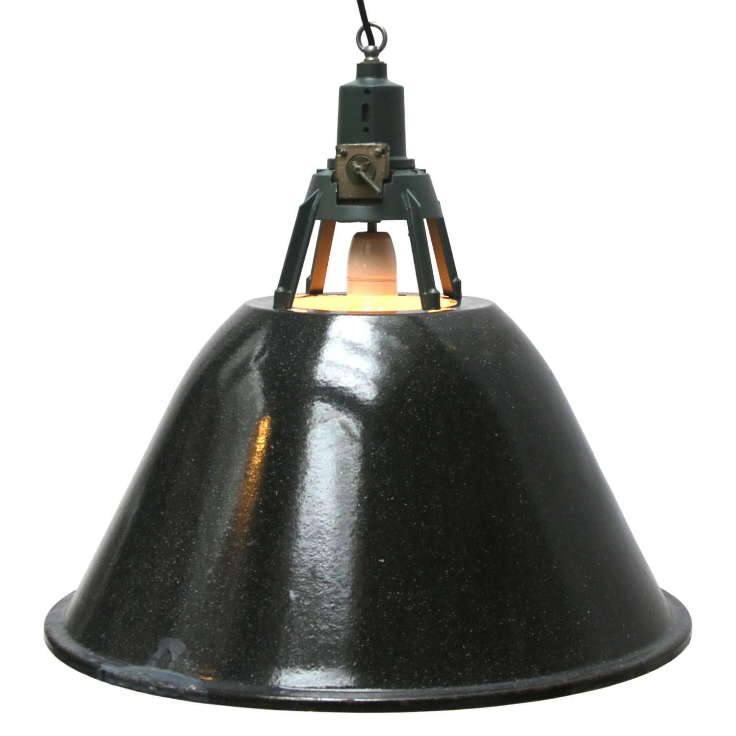 Cast Gray Enamel Vintage Industrial Pendant Lights 