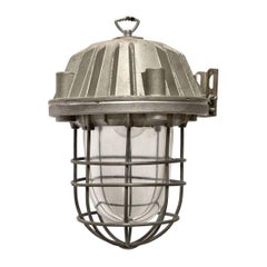 Vintage Gray, Metal Vinatge Industrial Cast Clear Glass Cage Lamp (6x)