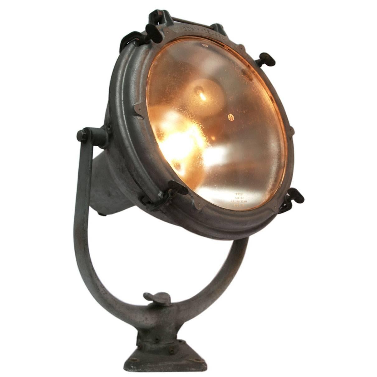 Crouse-Hinds Spot USA. Cast aluminium with clear glass. Floor or wall or table light.

Weight: 11.9 kg / 26.2 lb

All lamps have been made suitable by international standards for incandescent light bulbs, energy-efficient and LED bulbs. E26/E27