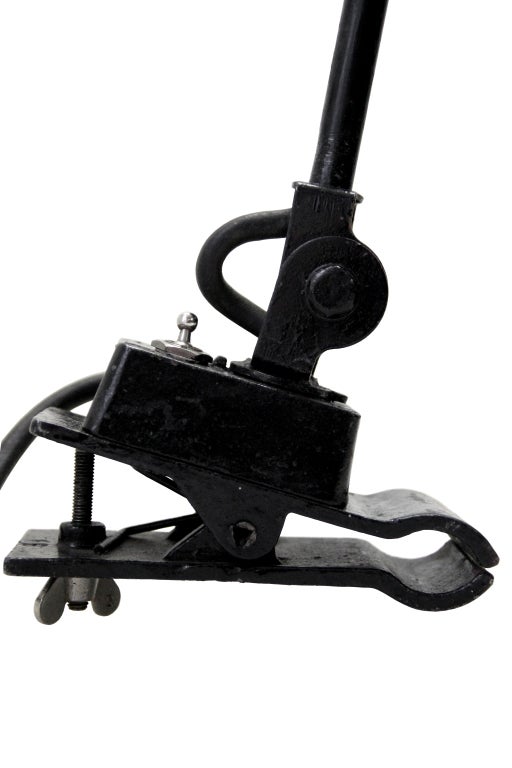 Black Machinist Desk Light Flex Arm Enamel Shade Vintage Industrial, 1920s (2x) 1