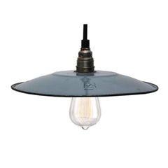 Gray Blue Enamel Small French Industrial Pendant Vintage Gray Blue Enamel Small French Industrial Pendant