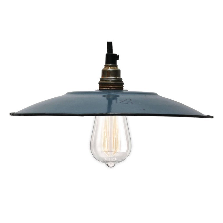 Dark Blue Enamel Small French Industrial Pendant Lights 2x At 1stdibs Dark Blue Enamel Small French Industrial Pendant Lights 2x For