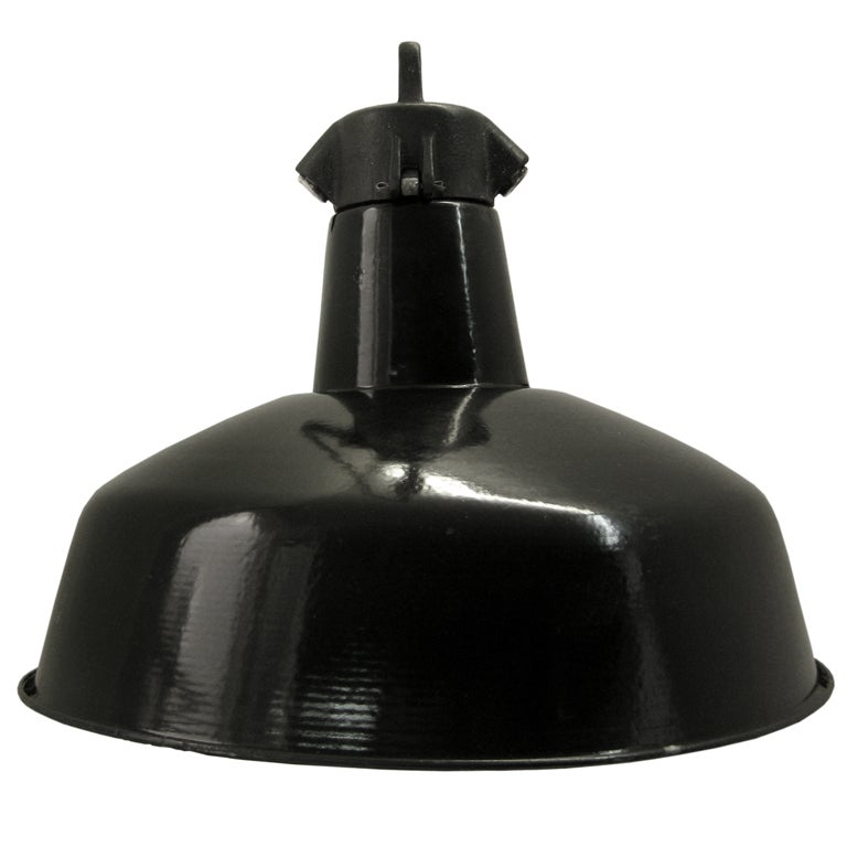 Black Enamel Vintage Industrial Bauhaus Pendant Lamps, 1930s (33x)