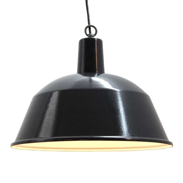 Hungarian Black Dark Gray Vintage Enamel Industrial Pendant Lamps NOS (119x)