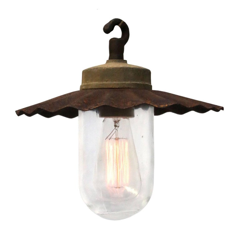 Cast Iron Industrial Pendant Lights Rust Shade Clear Glass 30x For Cast Iron Industrial Pendant Lights Rust Shade Clear Glass 30x For