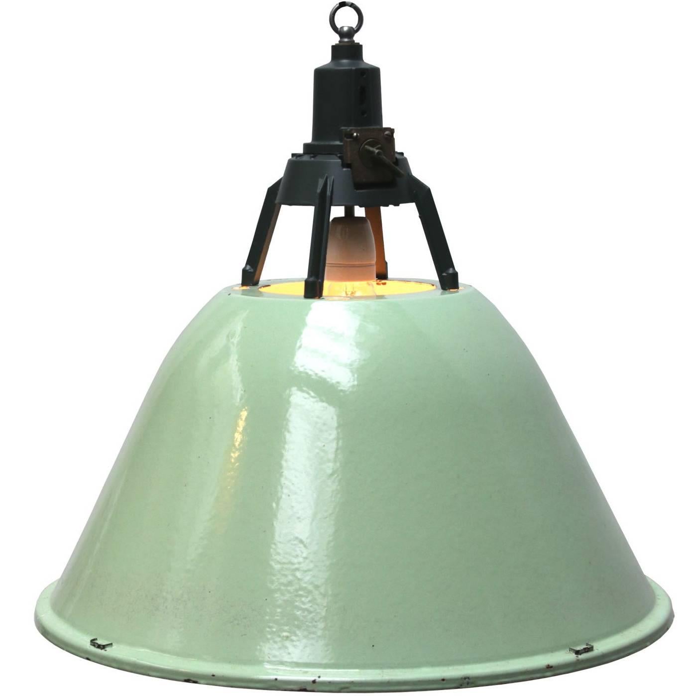 Green Enamel Vintage Industrial Pendant Lamp