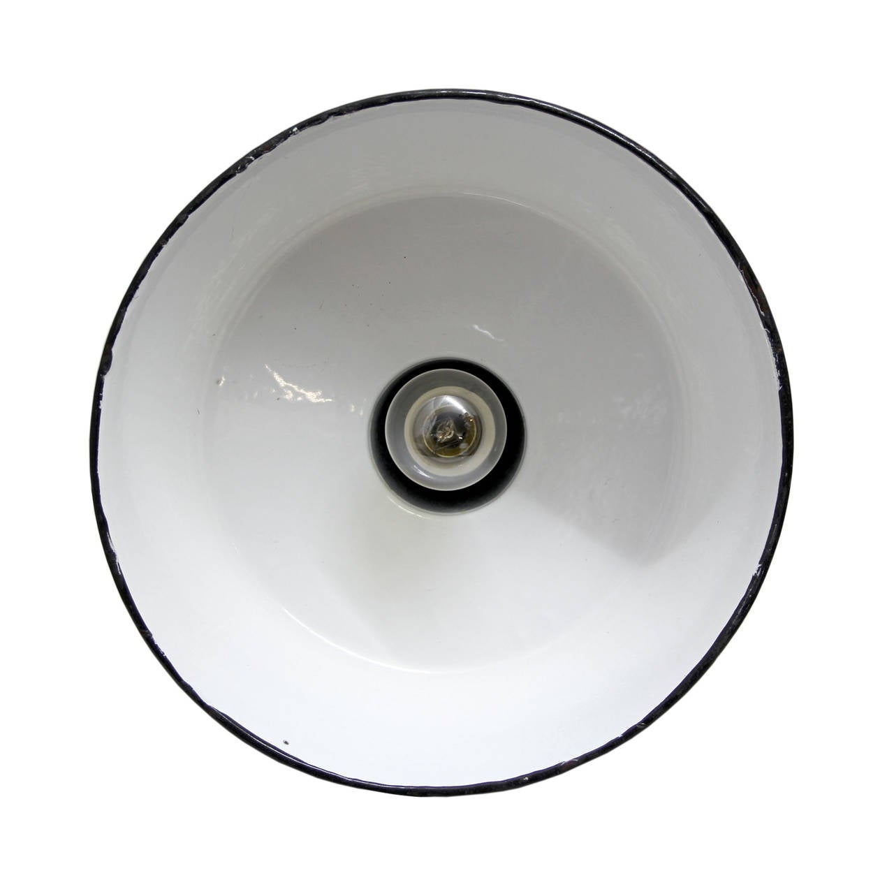 Polish White Light Grey Enamel Vintage Industrial Pendant Lights (2x)