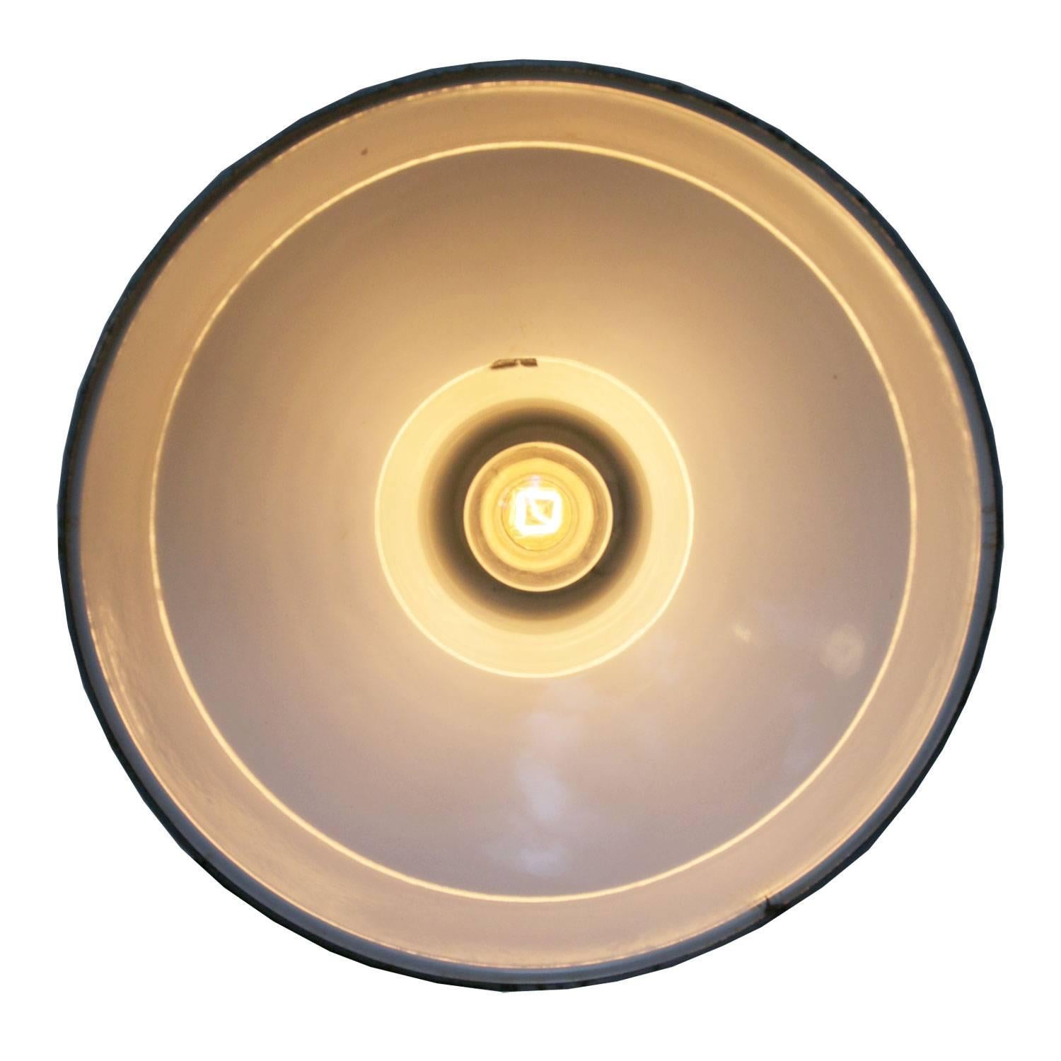 English Gray Enamel British Vintage Industrial Pendant Lights (210x)