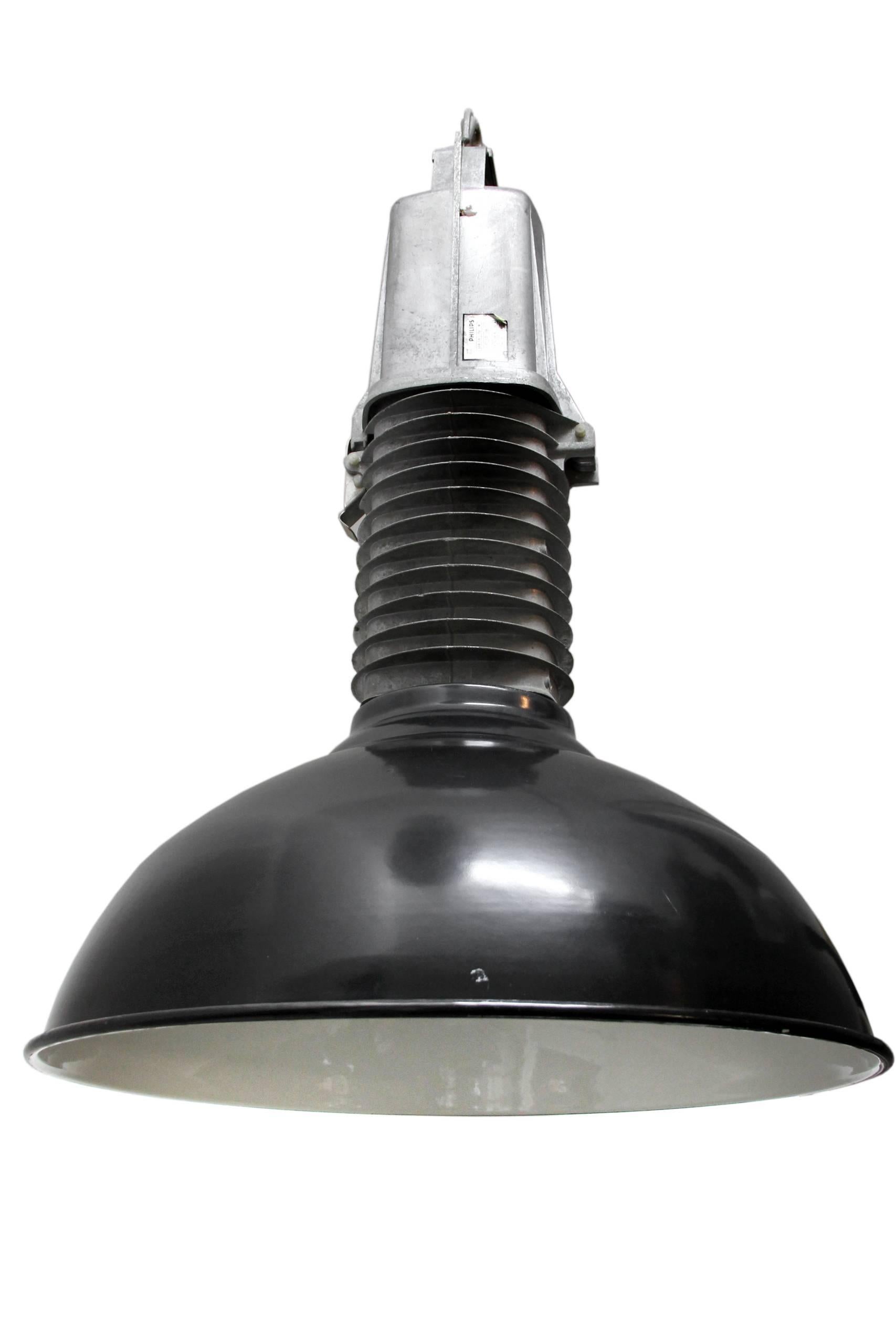Black Industrial hanging lamp, with aluminium top. Weight: 9.0 kg / 19.8 lb.  

All lamps have been made suitable by international standards for incandescent light bulbs, energy-efficient and LED bulbs with an E26/E27 socket, new wiring CE