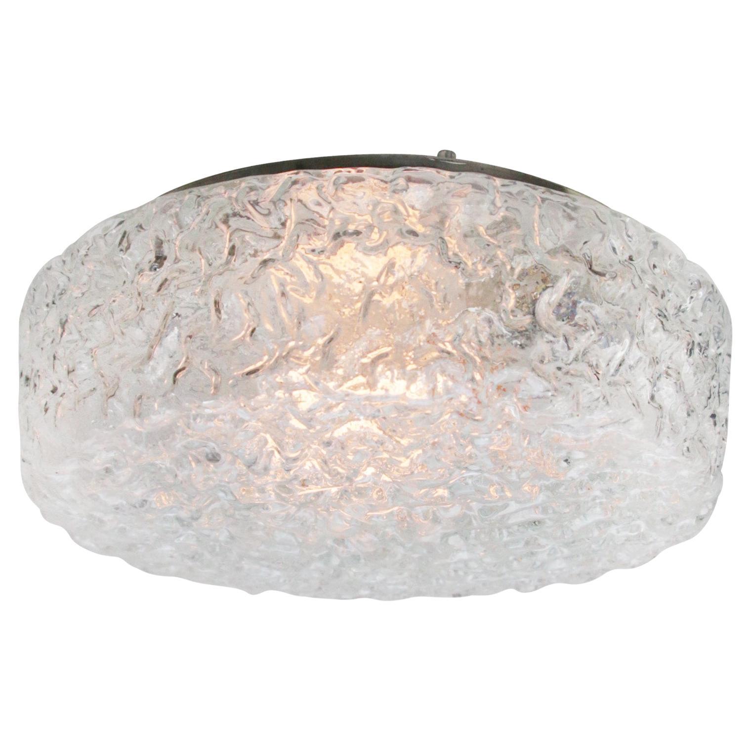 Lampade da soffitto con montaggio ad incasso in vetro di metà secolo Helena Tynell, Glashütte Limburg