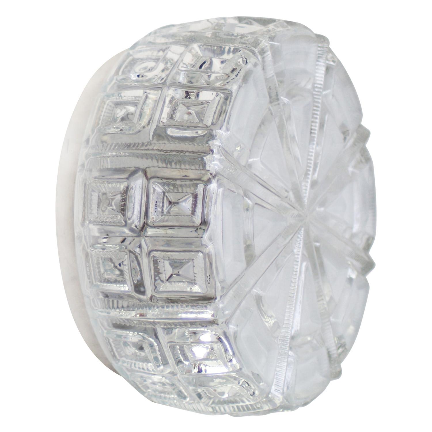 Mid-Century Modern Round Clear Glass Mid-Century Sconces Flush Mounts For Sale