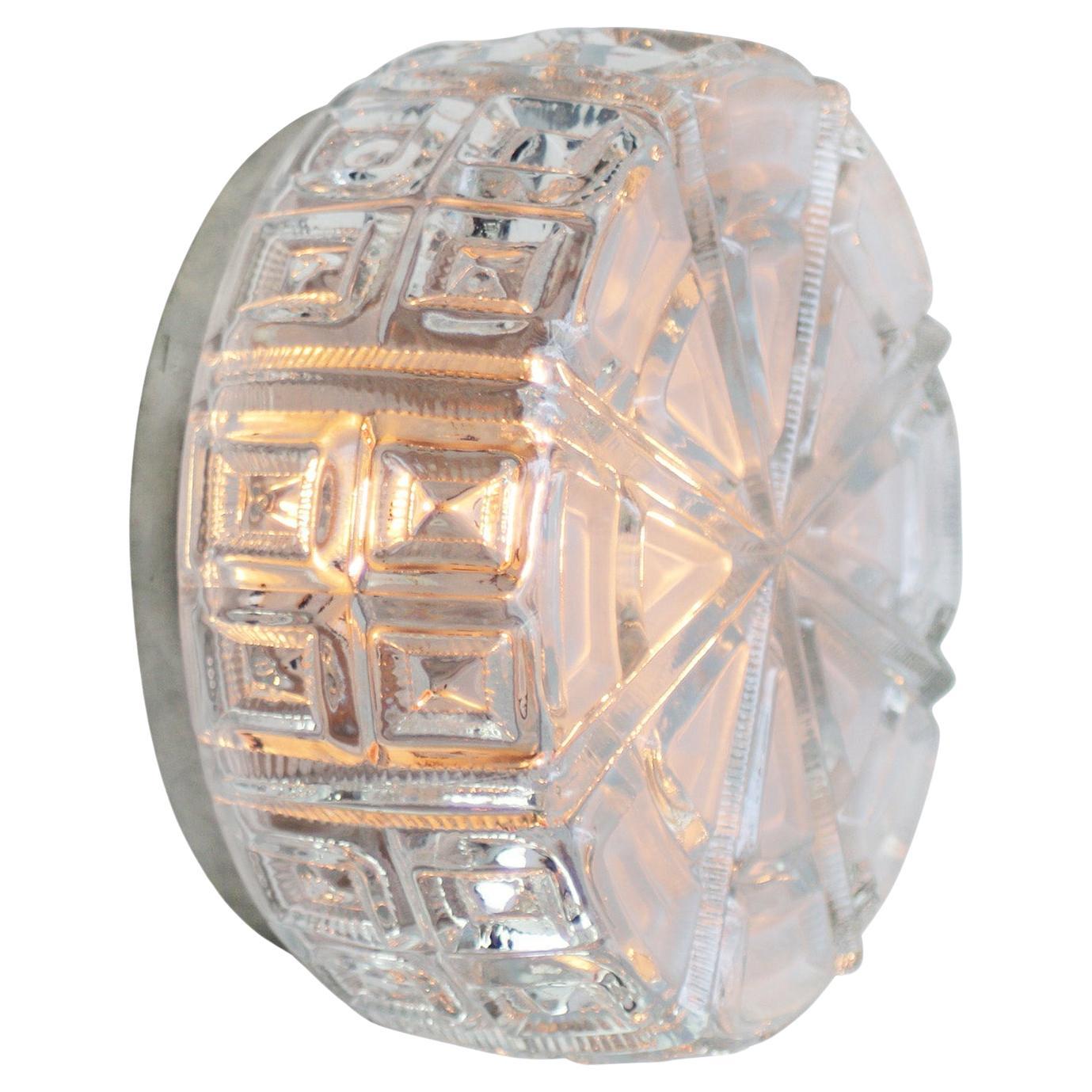 Round Clear Glass Mid-Century Sconces Flush Mounts For Sale