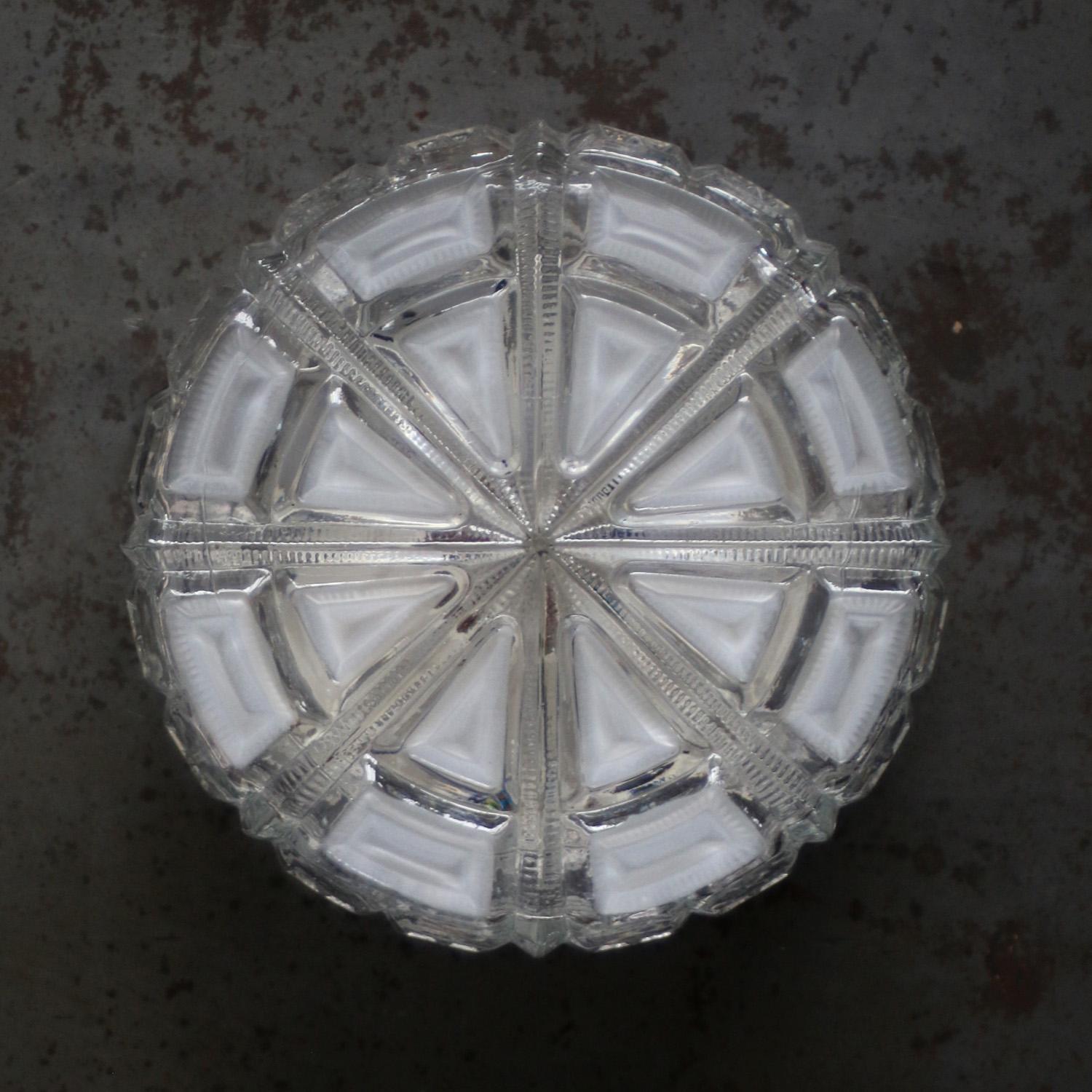Round Clear Glass Mid-Century Sconces Flush Mounts In Good Condition For Sale In Amsterdam, NL