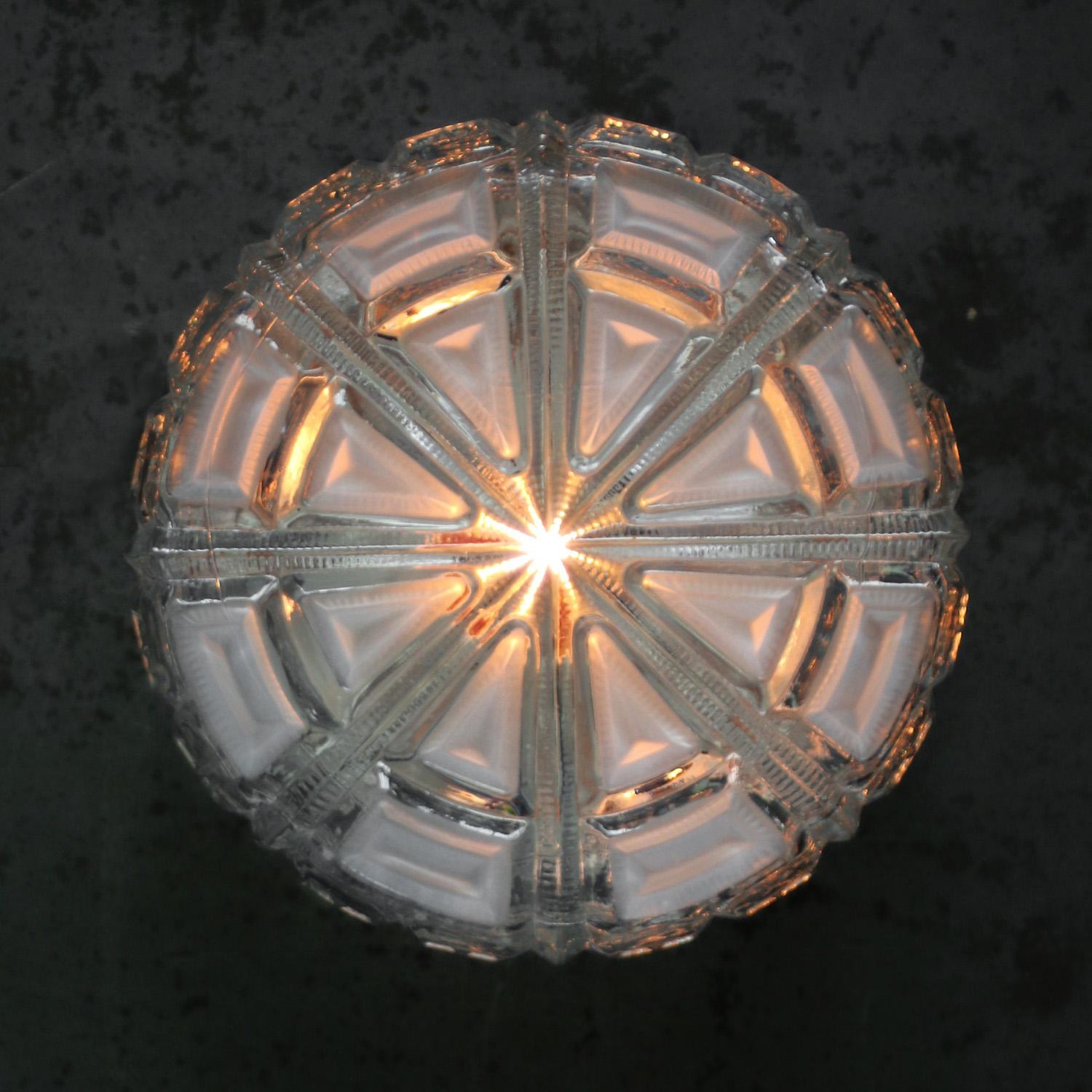 20th Century Round Clear Glass Mid-Century Sconces Flush Mounts For Sale