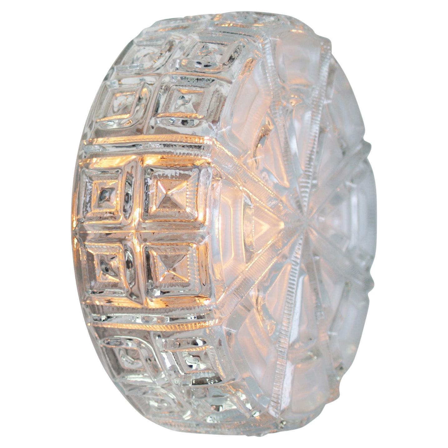 Round Clear Glass Mid-Century Sconces Flush Mounts