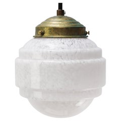 Lámpara colgante francesa "Clichy" de cristal blanco