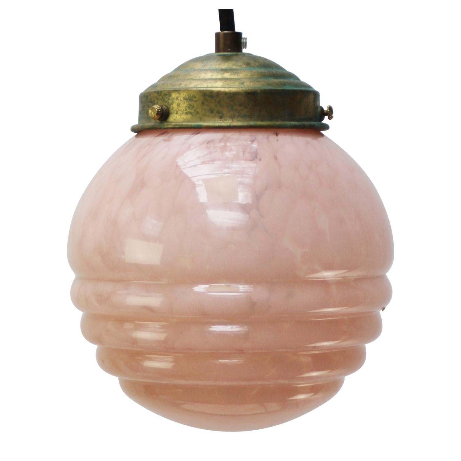 Lampada a sospensione in vetro rosa 