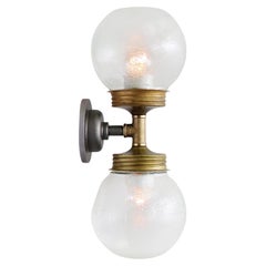 Frosted Glass Brass Vintage Cast Iron Double Sconces Wall Lights