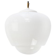 White Opaline Glass Bakelite Top Pendant Lights