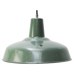 French Sea Green Enamel Vintage Industrial Pendant Light