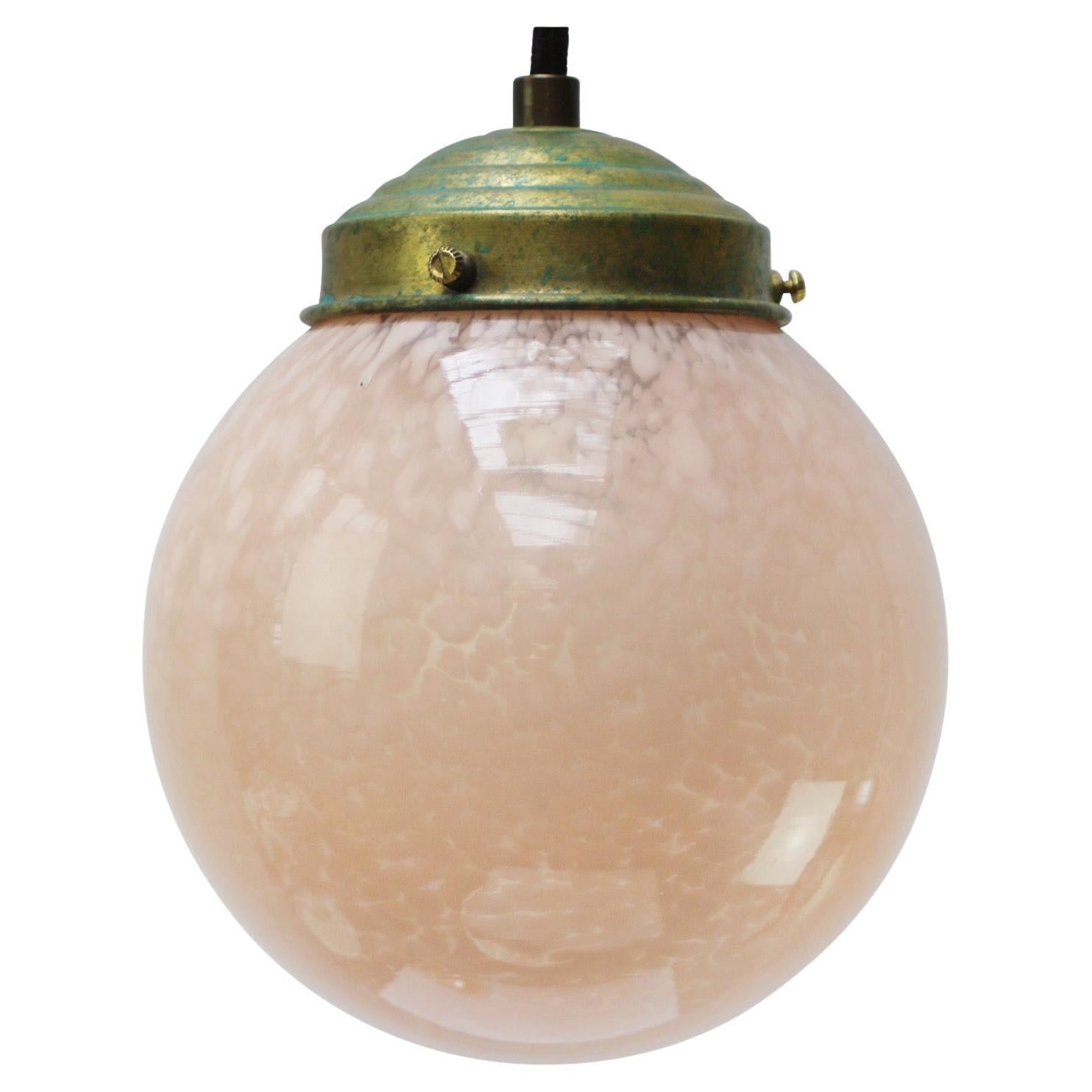 Französisch "Clichy" Rosa Glas Pendelleuchte