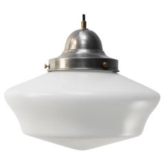 Lampada a sospensione in vetro opalino bianco vintage, finitura semi-opaca