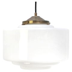 Vintage-Pendelleuchten im Art-Déco-Stil aus weißem Opalglas