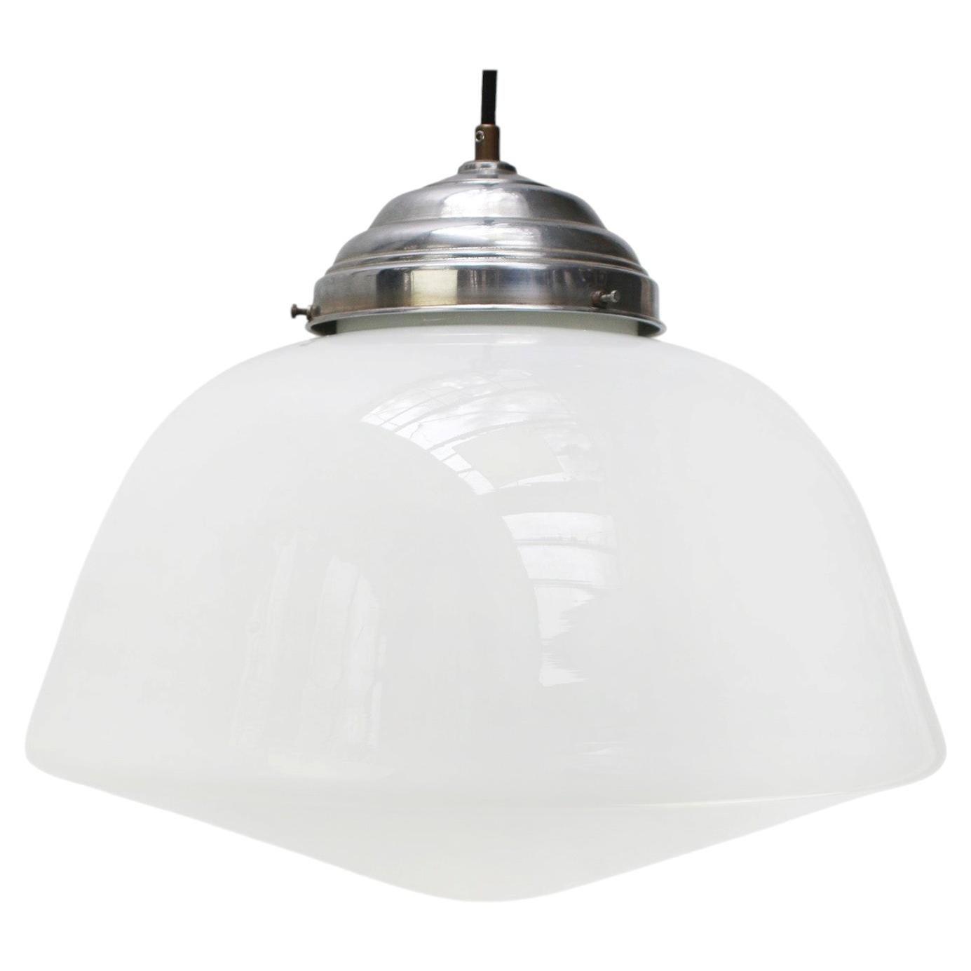 1920s Art Deco white opaline glass pendant light For Sale