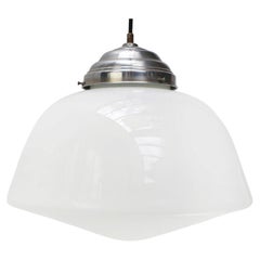 1920s Art Deco white opaline glass pendant light