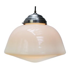 1920s Art Deco white opaline glass pendant light