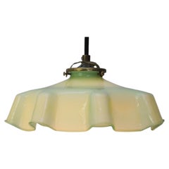 French Green Opaline Glass Brass Pendant Light