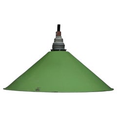 French Green Enamel Vintage Industrial Pendant Lights