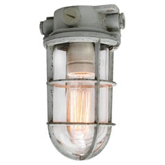 Gray Vintage Industrial Clear Glass Flush Mounts by Industria Rotterdam