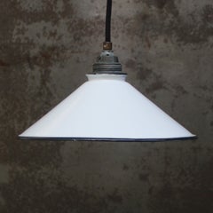 Dutch White Enamel Vintage Industrial Pendant Lights