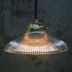 Holophane Glass Vintage Industrial Hanging Pendant Lights