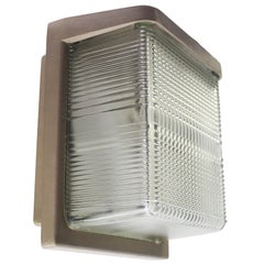 Beige Brown Aluminum with Pressed Glass Wall Lights by Holophane, France