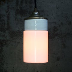 White Porcelain Opaline Glass Vintage Industrial Brass Pendant Lights
