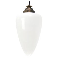 Early 20th Century White Opaline Brass Top Pendant Lights