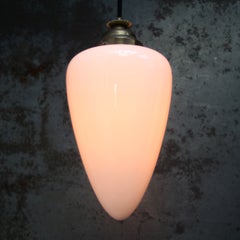 Early 20th Century White Opaline Brass Top Pendant Lights