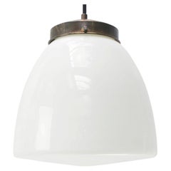 Early 20th Century White Opaline Brass Top Pendant Lights by Philips, Holland