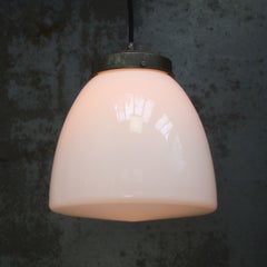 Early 20th Century White Opaline Brass Top Pendant Lights by Philips, Holland