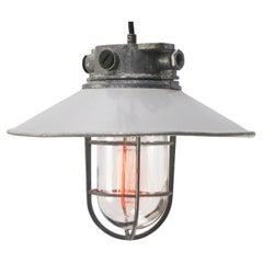 Gray Vintage Industrial Clear Glass Pendant Lights by Industria Rotterdam