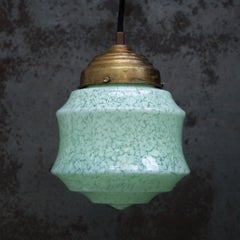French Art Deco “Clichy” Green Glass Pendant Light