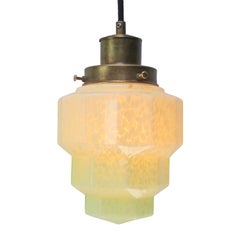French Art Deco “Clichy” Green Glass Pendant Light