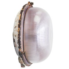 French Holophane Glass Vintage Industrial Sconce Flush Mounts by Mapalec, Amiens